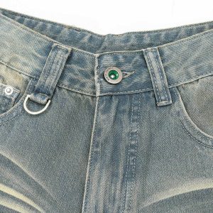 youthful solid washed jorts   chic denim streetwear 2834