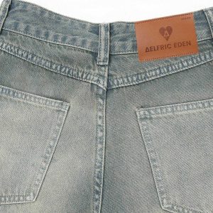 youthful solid washed jorts   chic denim streetwear 3818