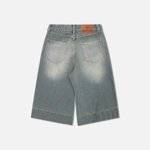 youthful solid washed jorts   chic denim streetwear 6841