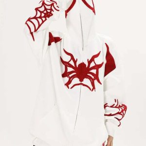 youthful spider embroidery hoodie   streetwear icon 4370