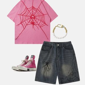 youthful spider web foam tee   quirky urban fashion 3529