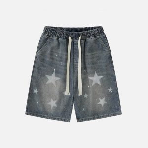 youthful splash ink star jorts   trendy & urban streetwear 2188