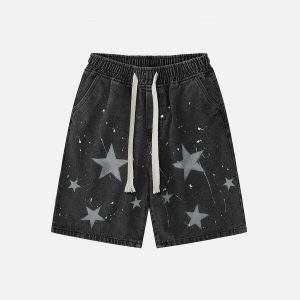 youthful splash ink star jorts   trendy & urban streetwear 7663