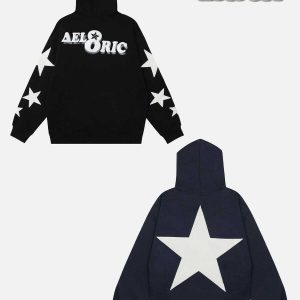 youthful star applique hoodie   embroidered urban chic 1020