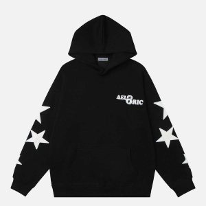 youthful star applique hoodie   embroidered urban chic 2017