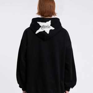 youthful star applique hoodie   irregular design charm 4357