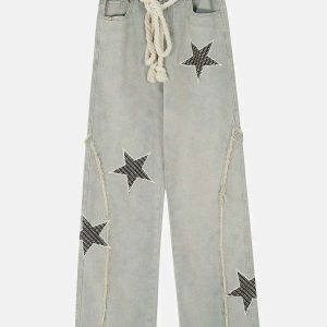 youthful star embroidered jeans iconic denim style 6071