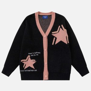 youthful star jacquard cardigan   urban chic appeal 8496