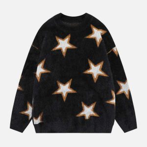 youthful star jacquard mohair sweater soft & trendy 4645