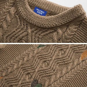 youthful star jacquard sweater cable knit charm 6111