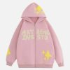 youthful star letter foam hoodie   zip up urban trend 2724