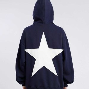 youthful star print hoodie with vibrant contrast design 3653