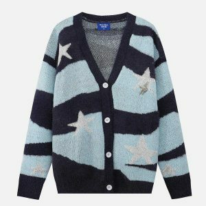 youthful stars striped cardigan   chic urban appeal 3087