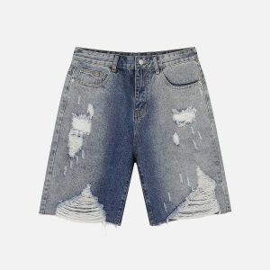 youthful straight ripped denim shorts streetwise appeal 3953