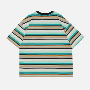 youthful striped clash tee   dynamic urban style 2334