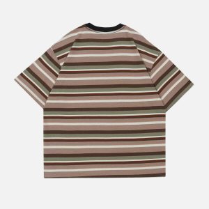 youthful striped clash tee   dynamic urban style 3456