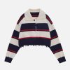 youthful striped polo sweater   chic collar design 3808