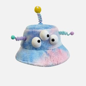 youthful tie dye gradient plush hat cartoon charm 3524