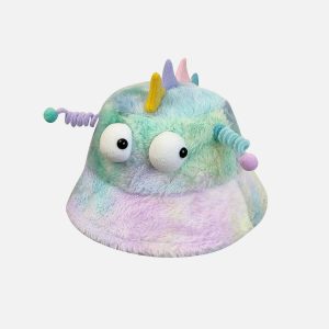 youthful tie dye gradient plush hat cartoon charm 5800