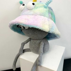 youthful tie dye plush hat cartoon gradient charm 3425