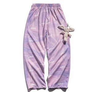 youthful tiedye animal pendant pants eclectic streetwear 2134