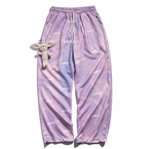 youthful tiedye animal pendant pants eclectic streetwear 6118