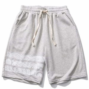 youthful totem print drawstring shorts   streetwear essential 1040