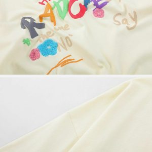 youthful towel embroidery tee with floral accent 8717