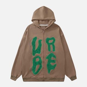 youthful urbe' print hoodie loose & dynamic streetwear 2917