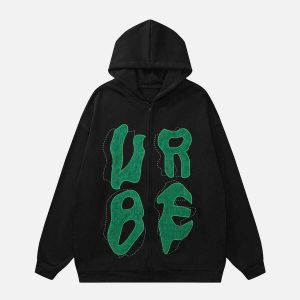 youthful urbe' print hoodie loose & dynamic streetwear 4852