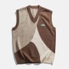 youthful v neck spliced sweater vest   streetwear revival 5929