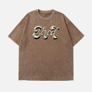 youthful washed alphabet tee dynamic print design 6039