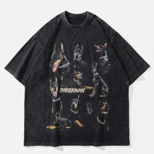 youthful washed doberman tee dynamic graphic design 6621