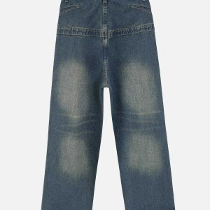 youthful waterwashed jeans with dynamic pockets design 2039