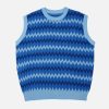 youthful wavy stripes sweater vest   streetwear icon 7147