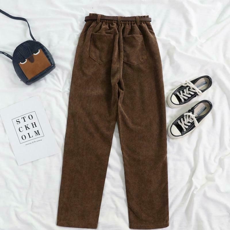 Chic Dark Academia Corduroy Pants for a Stylish Y2K-Inspired Look