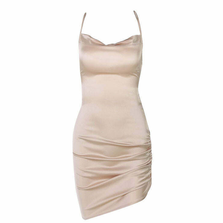 Chic Parisian Lace-Up Satin Mini Dress for Effortless Y2K Summer Style and Elegance