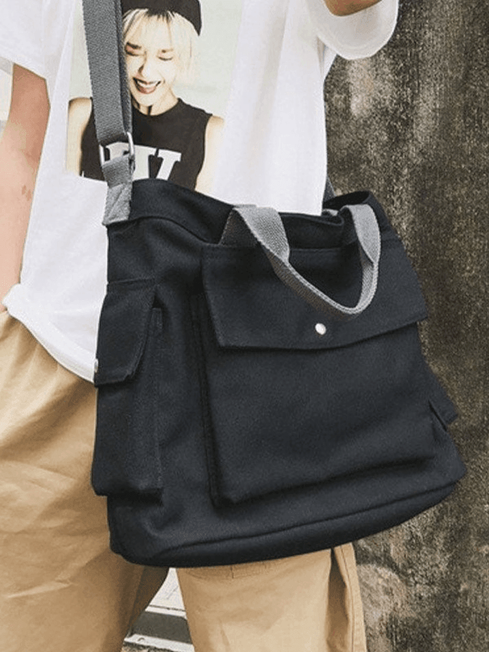 Chic Y2K Canvas Crossbody Bag with Pocket - Perfect for Summer Outfits and Everyday Style