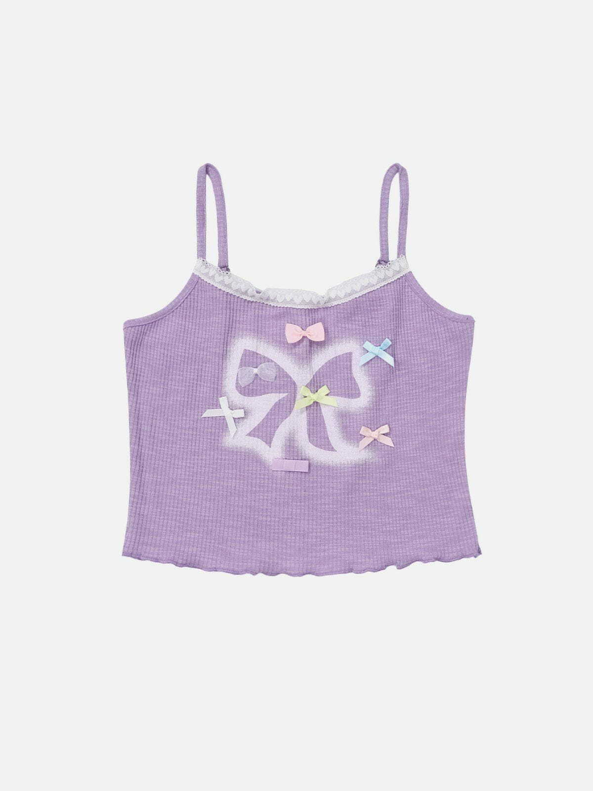 Colorful Bow Cami Top - Y2K Summer Outfit for a Retro Vibe with 90s Fashion Flair