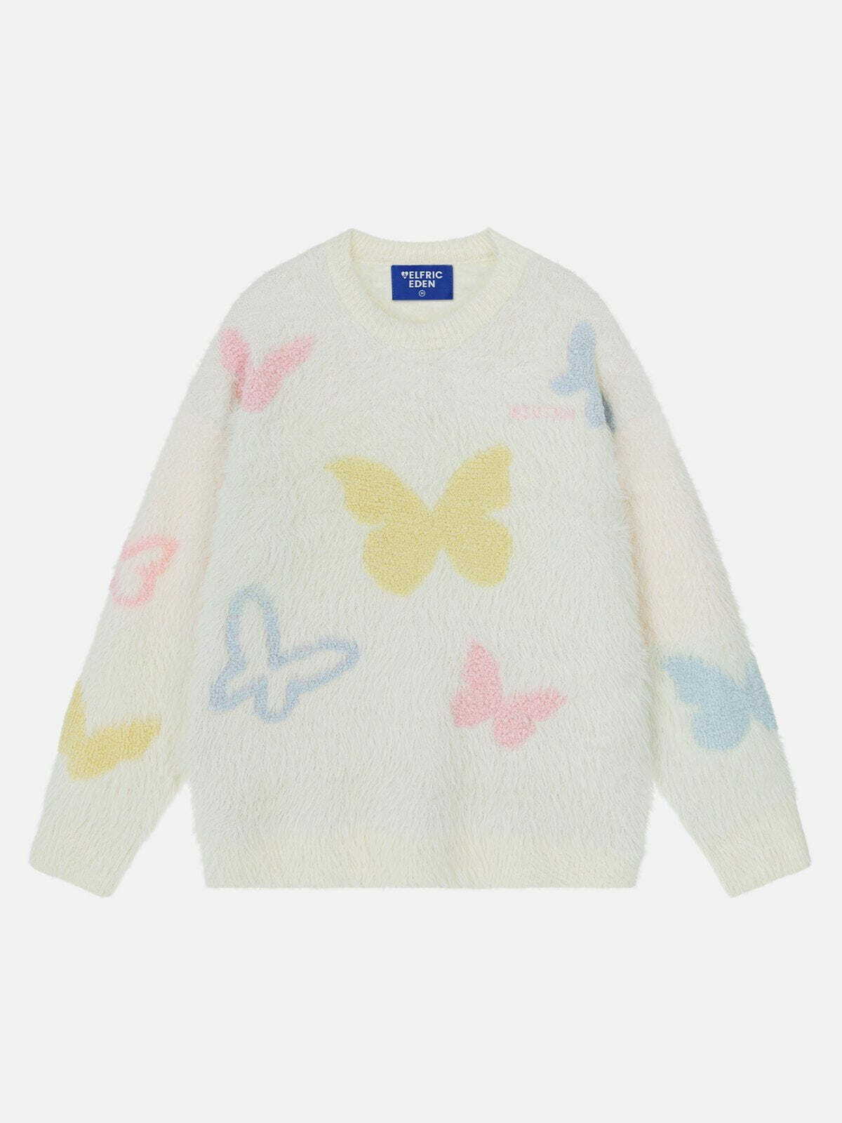 Colorful Butterfly Y2K Sweater - Trendy 90s Inspired Grunge Top for Summer Outfits