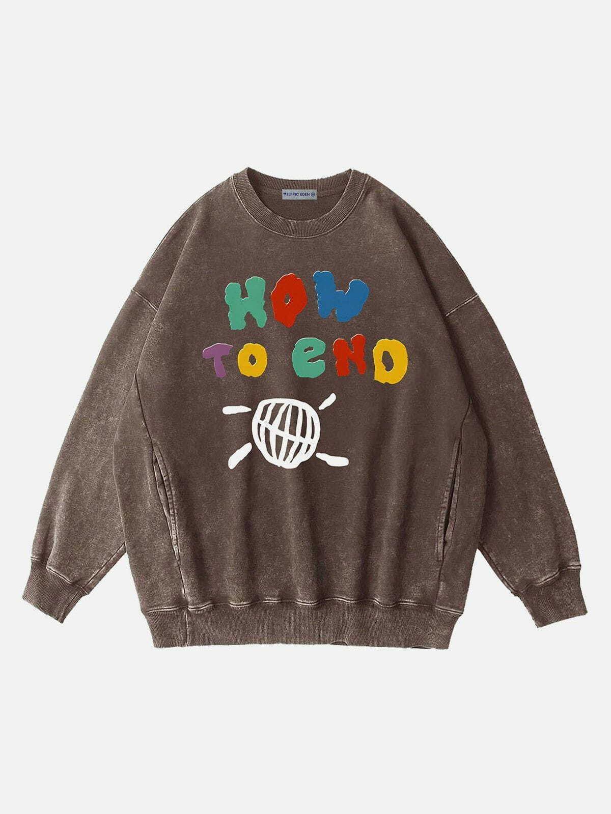 Colorful Letter Print Y2K Sweatshirt - Trendy 90s Inspired Grunge Style for Summer Outfits