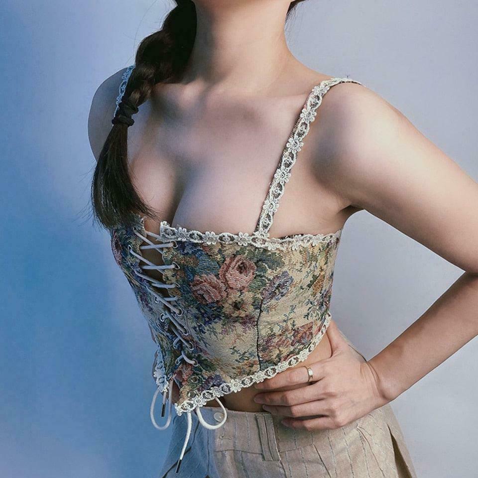 Cottagecore Aesthetic Corset Top - Y2K Inspired Fashion for Effortless Summer Style