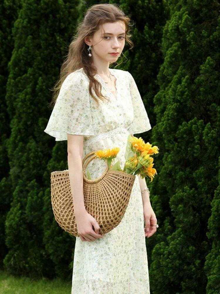 Cottagecore Floral Midi Dress - Y2K Inspired Summer Outfit for Effortless Style
