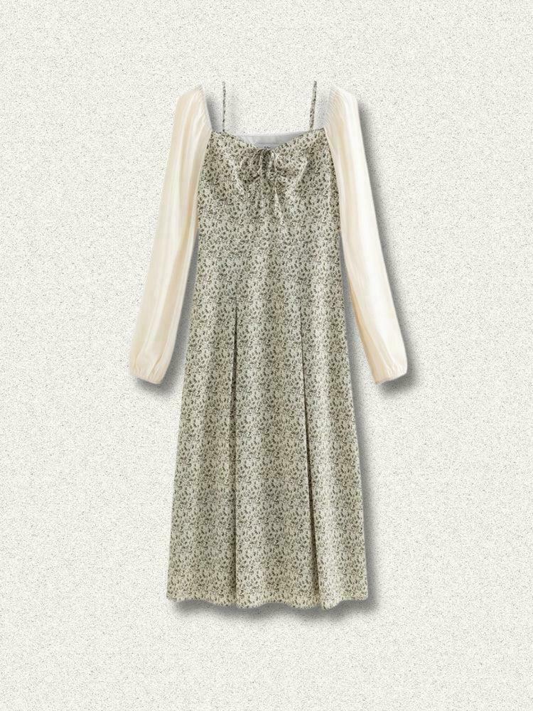 Cottagecore Floral Midi Dress with Shirt Sleeves - Embrace Y2K Aesthetic & Summer Vibes