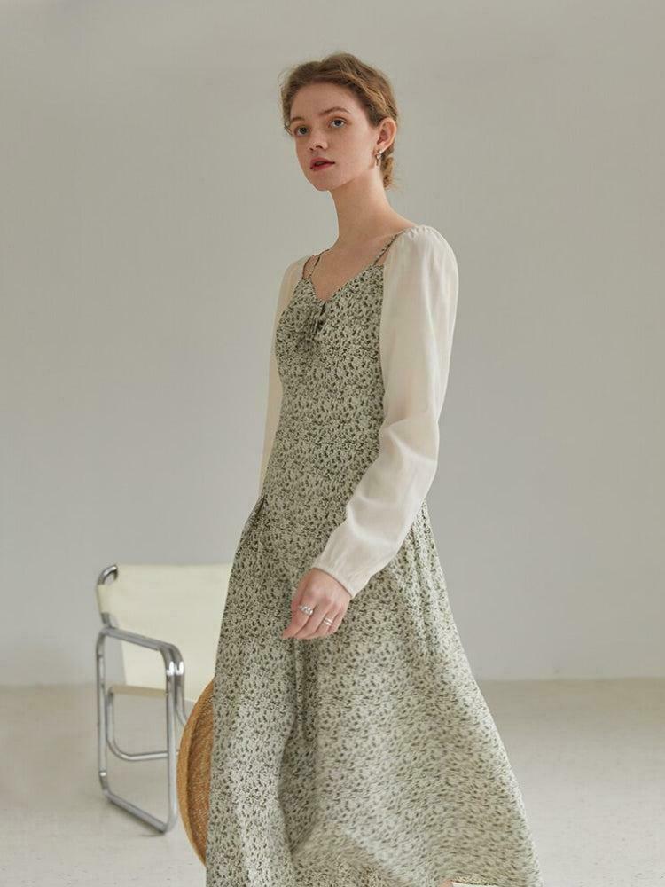 Cottagecore Floral Midi Dress with Shirt Sleeves - Embrace Y2K Aesthetic & Summer Vibes