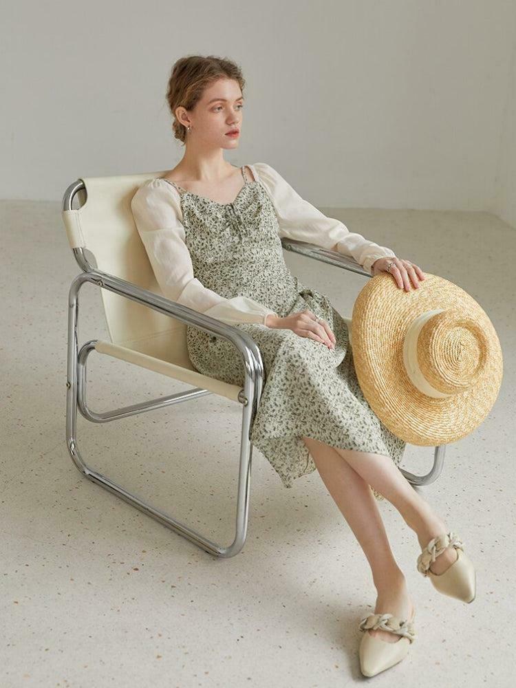 Cottagecore Floral Midi Dress with Shirt Sleeves - Embrace Y2K Aesthetic & Summer Vibes