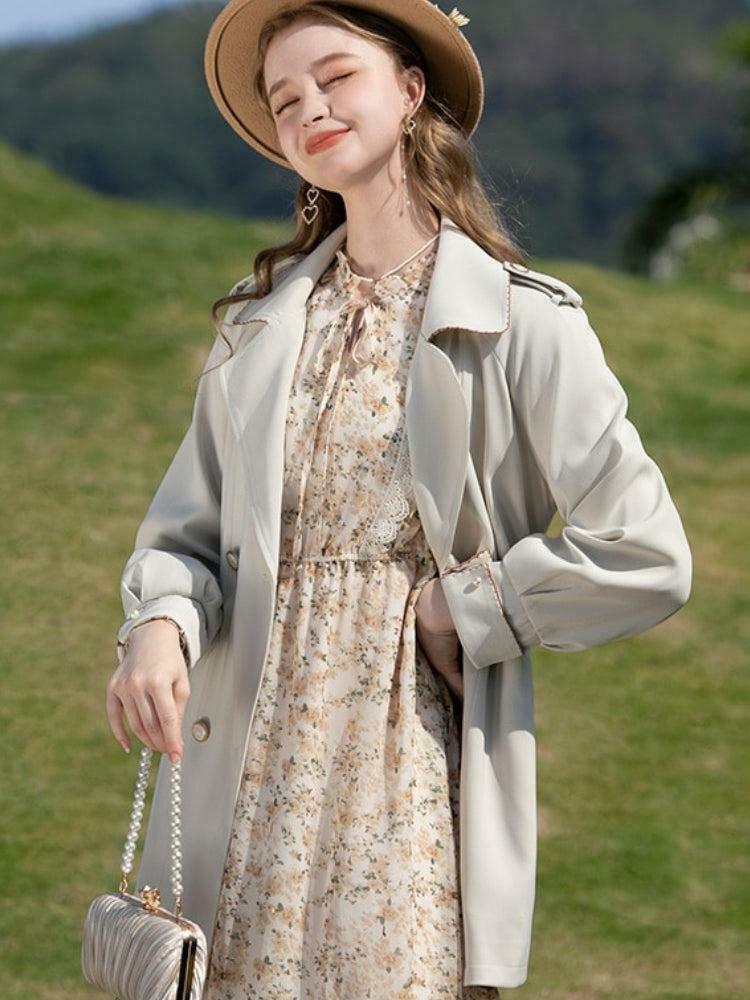 Cottagecore Lace Floral Midi Dress - Aesthetic Vintage Style Outfit