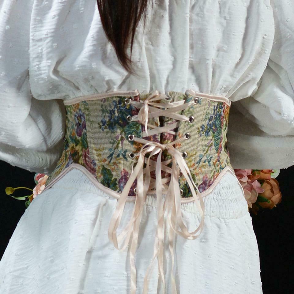 Cottagecore Lace-Up Corset with Ribbon Detail for a Vintage-Inspired Y2K Aesthetic