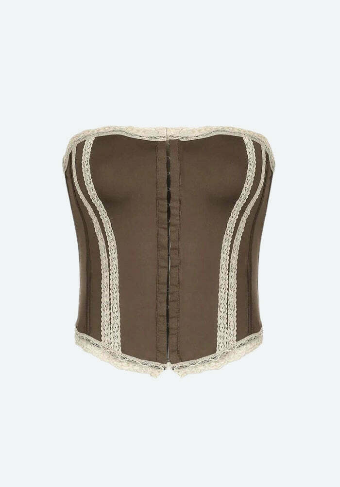 Fairy Grunge Lace Corset Top - Y2K Aesthetic with Vintage Charm for Trendy Outfits