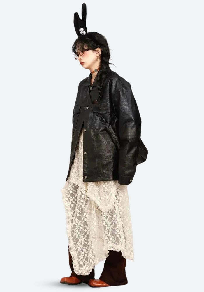 Fairy Grunge Lace Midi Skirt - Y2K Aesthetic Summer Outfit for Effortless Style